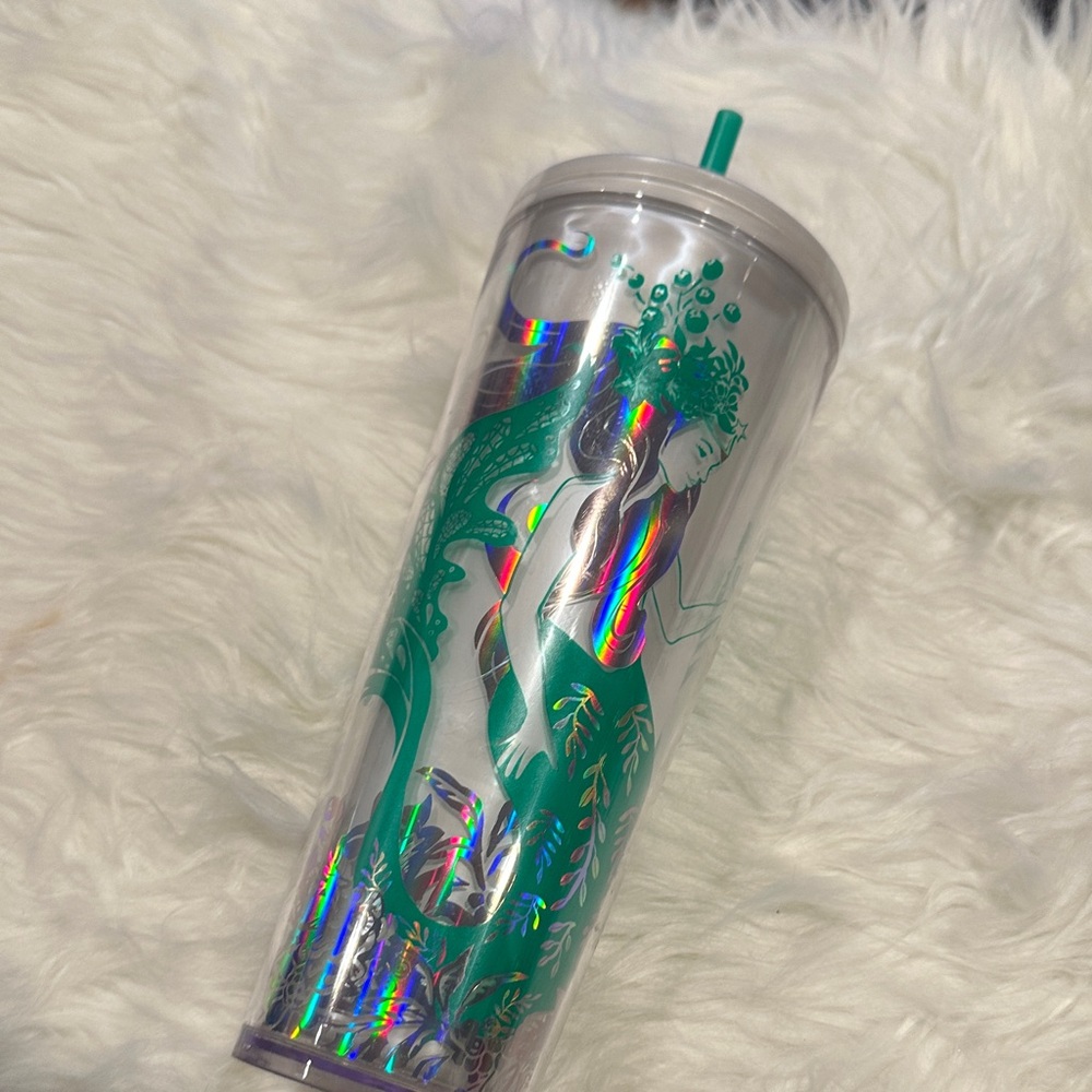 Starbucks Mermaid Holographic Tumbler with Straw